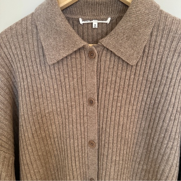 NEW Reformation Fantino Cashmere Collared Cardigan  in Oatmeal | size M - Picture 11 of 12